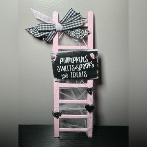 Mini Pink, White, & Black Ladder Pumpkins Sweets Spooks & Treats Halloween Decor